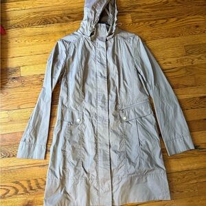 Cole Haan Light Gray Hooded Trench Coat